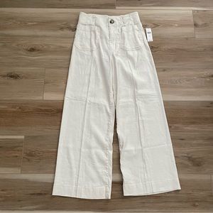 Anthropologie Maeve Colette Cropped Wide-Leg Linen Pants 26